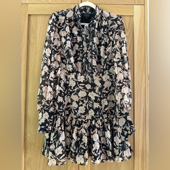 Bardot Black and Pink Floral Long Sleeve Dress - Picture 5 of 6